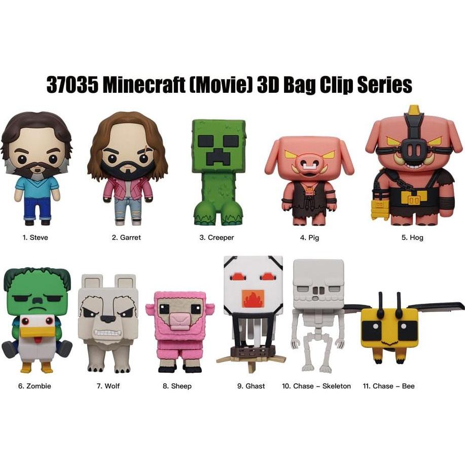 Monogram Int., Portachiavi, Minecraft 3D présentoir porte-clés sac à dos Series 1 Display (24), Multicolore