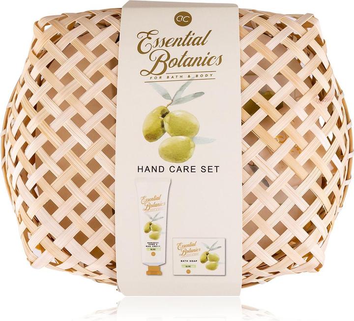 Actual product image Accentra Hand care set ESSENTIAL BOTANICS - CLASSICS in bamboo basket, incl. 100g soap, 60ml hand & nail (Manicure set)
