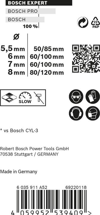 Produktbild Bosch Professional Zubehör EXPERT MultiConstruction CYL-9 Bohrer-Set, 5,5/6/7/8 mm, 4-tlg. (5.5, 6, 7, 8 mm)