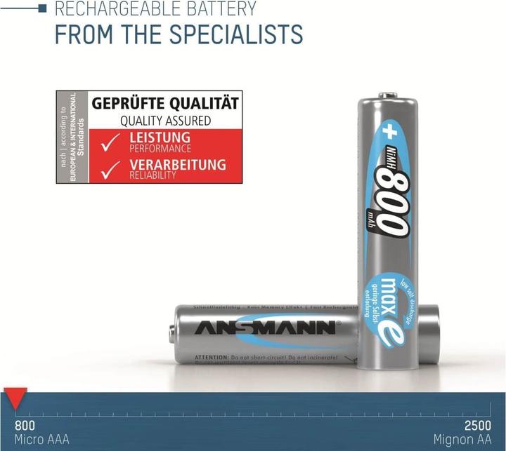Immagine prodotto Ansmann Batteria micro (AAA) NiMH maxE 4 + (800 mAh)