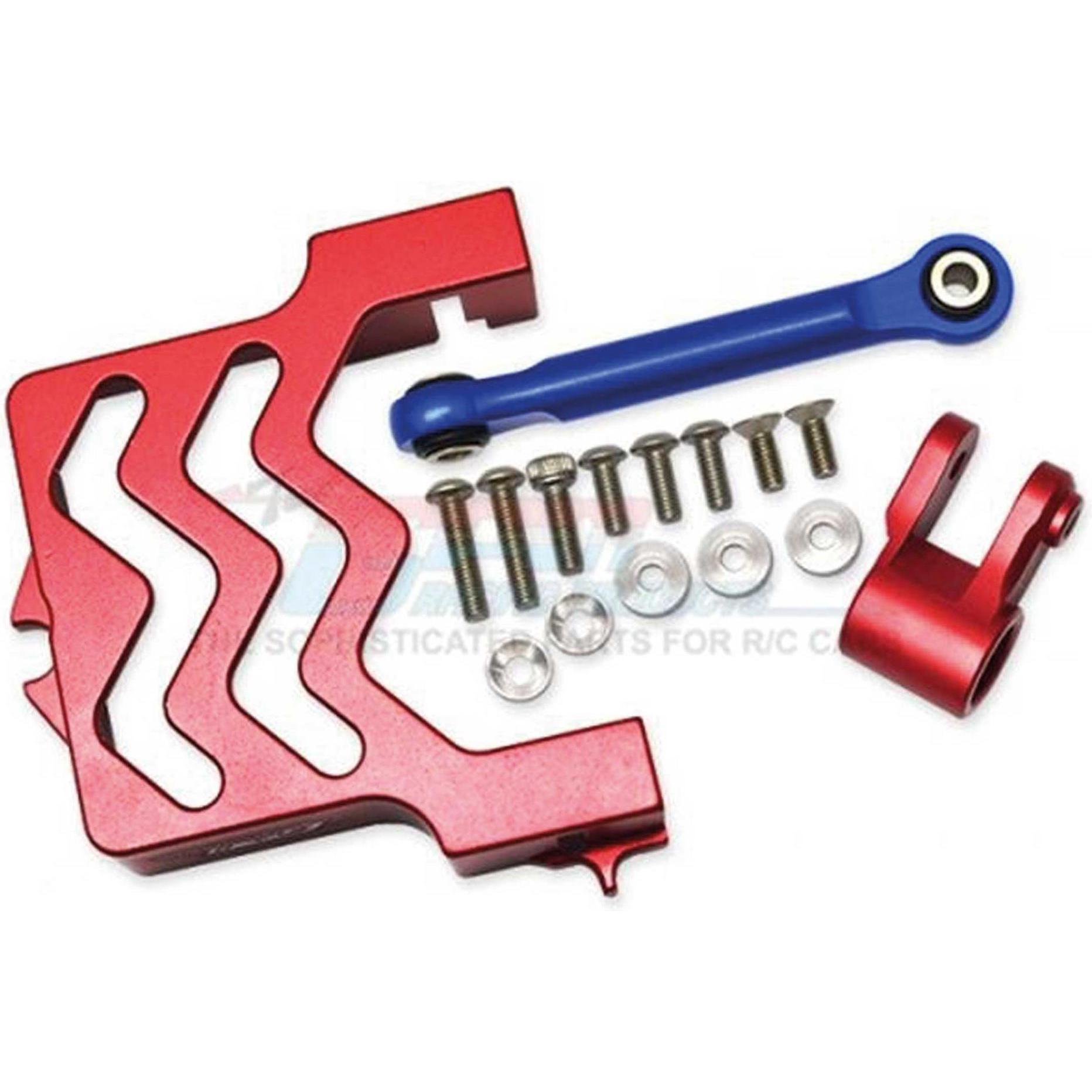 GPM alu servobefestigung mit servohorn und lenkstange rot trx maxx neue version