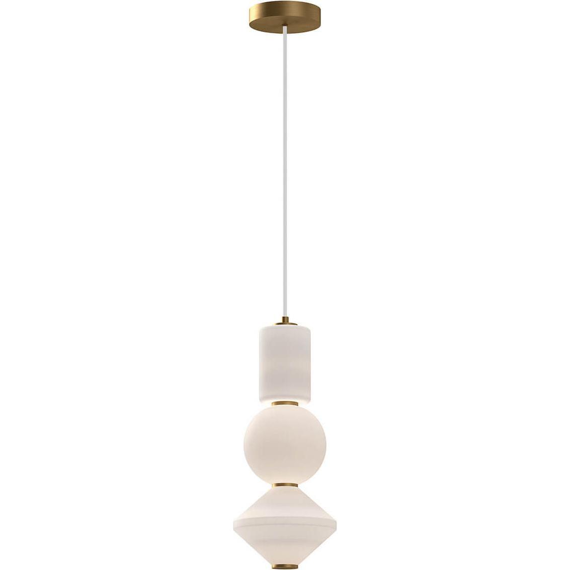 Elstead Lighting, Lampada a sospensione, Elstead Bijou LED Pendelleuchte Altgold Opal matt