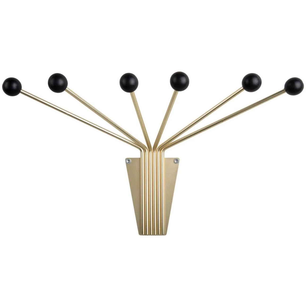 Thumbnail - present time, Garderobe + Kleiderhaken, Wandhaken Neptune Large 6 Haken, Gold/Schwarz, Bewusste