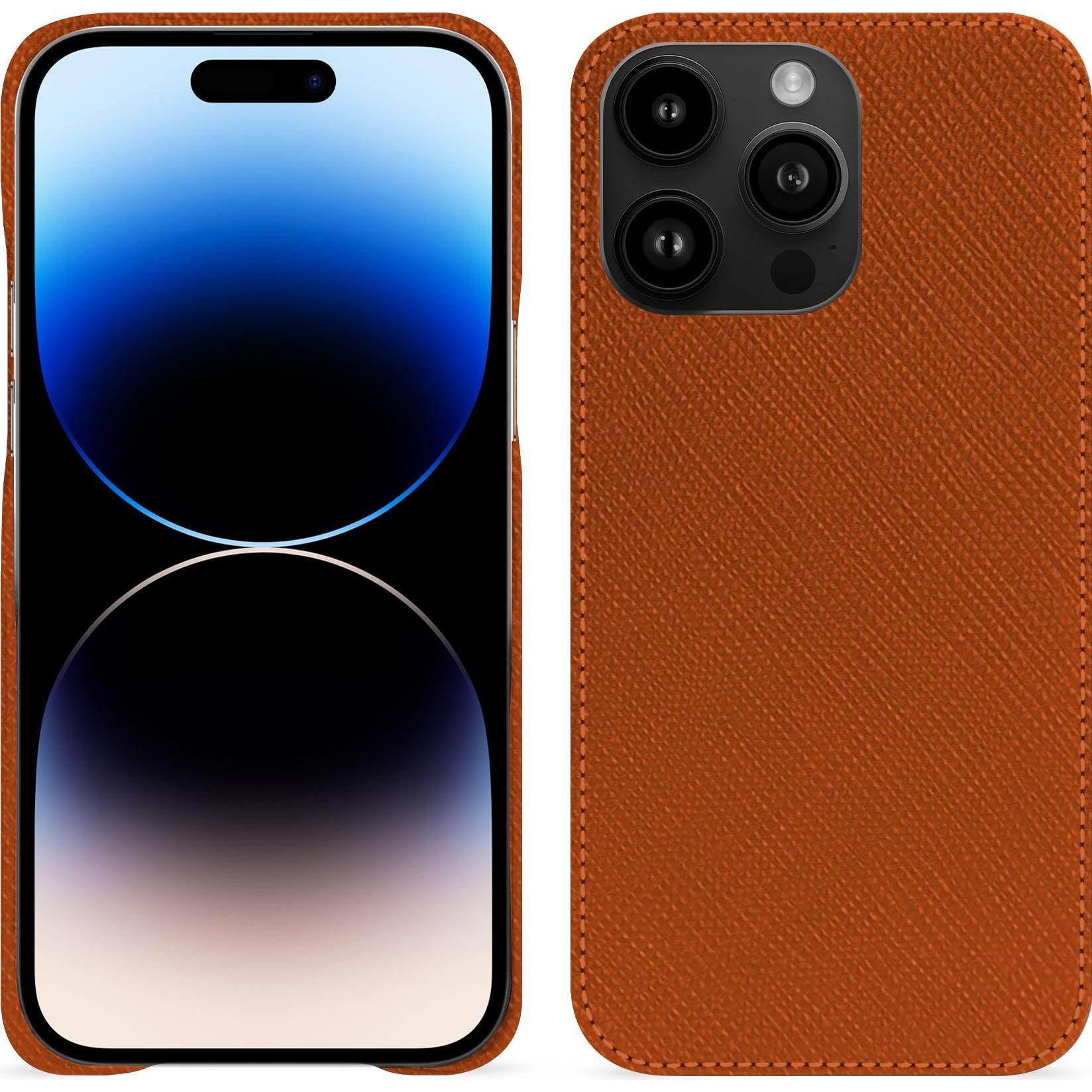 Noreve Lederschutzhülle (Apple iPhone 15 Pro Max), Smartphone Hülle, Orange