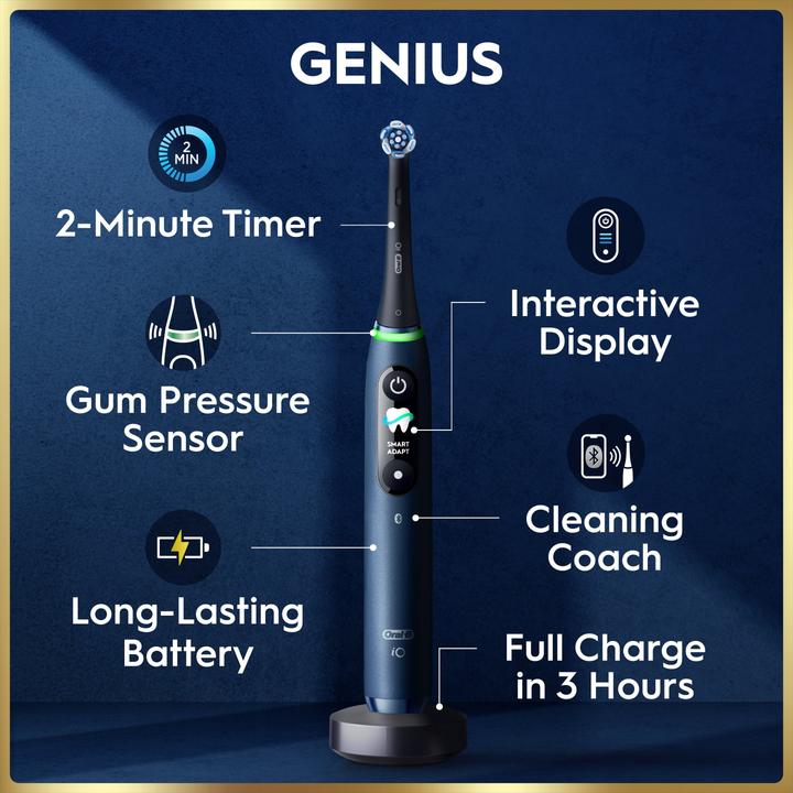 Immagine prodotto Oral-B Oral B - iO9 Electric Toothbrush - Sapphire Blue - 2 Brush Head, Charging Travel Case