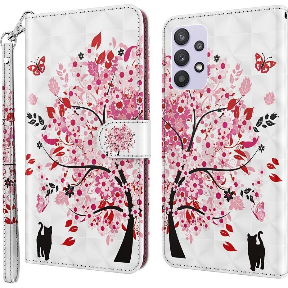 Cover-Discount Galaxy A32 5G - Etui Glitzer Effekt Baum rosa (Samsung Galaxy A32 5G), Smartphone Hülle, Rosa