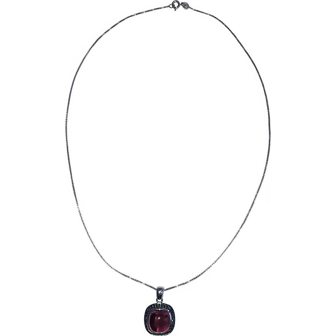 Xen, Halsschmuck, Anhänger mit Kette Granat Cushion-Cabochon 45 cm 925 Silber, (925 Sterling Silber, 45 cm)
