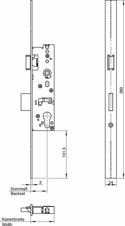 Productafbeelding Wilka Buisframe slot voorbouw roestvrij staal Reno 1438 PZ, 40 mm backset, Din verstelbaar (Profielcilinder)