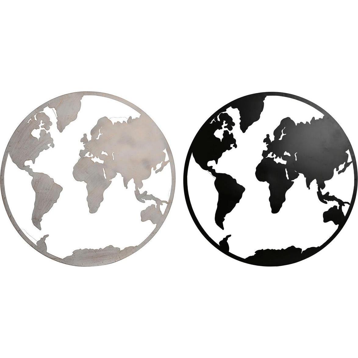 Esprit, Decorazione murale, Wall Decoration Home White Black World Map Loft 100 x 1 x 100 cm (2 Units)