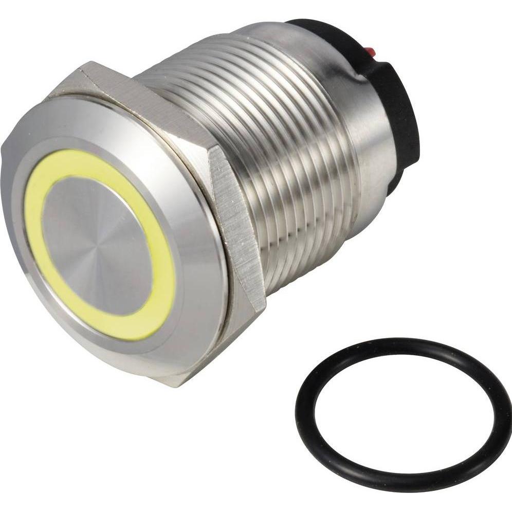 Tru Components TC-13224200 ONPOW6319F-10E/Q/Y/12V/S Drucktaster 36 V DC/AC 2 A 1, Taster + Schalter, Gelb