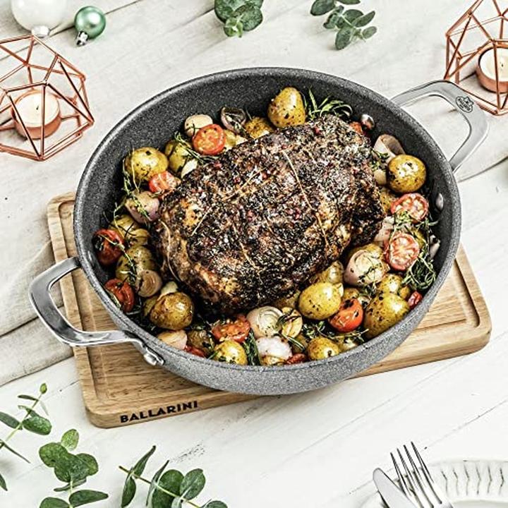 Image du produit Ballarini Salina Granitium Poêle à servir avec couvercle, 28 cm (Acier inoxydable, Aluminium, 28 x 7.70 cm)