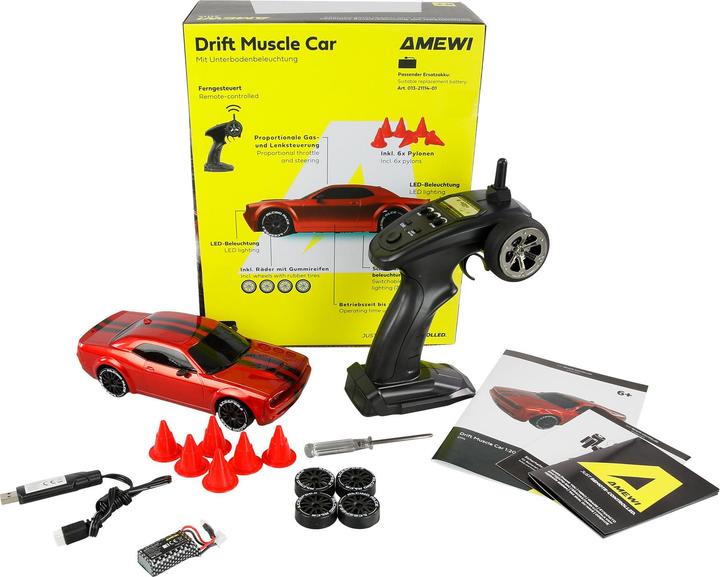 Actual product image Amewi Drift Muscle Car 4WD 1:20 RTR Rot, Altersempfehlung (RTF Ready-To-Fly)