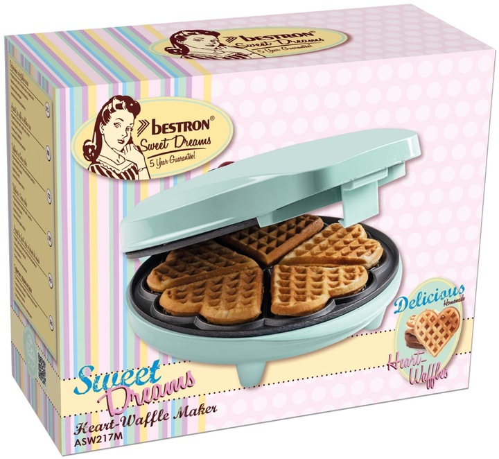 Image du produit Bestron ASW217M Gaufrier 5 gaufre(s) Couleur menthe