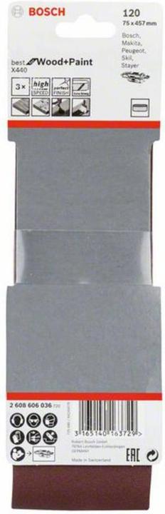 Image du produit Bosch Professional Zubehör PRO X440 bande abrasive, 75 x 457 mm, G120 (120)