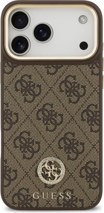 Immagine prodotto Guess 4G Strass Logo & Big Strap Metal Buttons MagSafe case for iPhone 17 Pro Max brown (Apple iPhone 17 Pro Max)