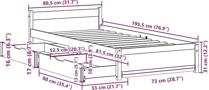 Image du produit VidaXL Lit sans matelas (120 x 200 cm)