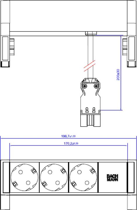 Produktbild Bachmann DESK 2 Verlängerungsschnur (3x, CEE 7/3)