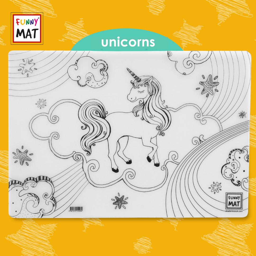 Thumbnail - Funny Mat, Unterlage, Abwaschbare Malmatte Einhorn (48 x 33.5 cm)