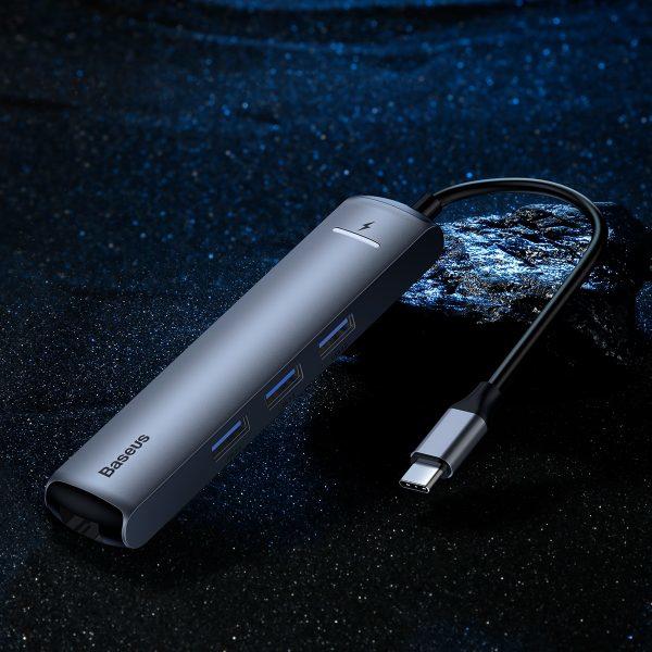 Actual product image Baseus CAHUB-J0G (USB-C, 6 Ports)