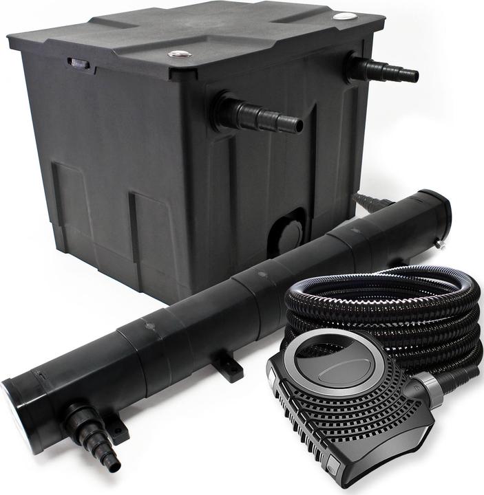 Wiltec Filter Set Bio Teichfilter 12000l 72W UVC Teichklärer Pumpe Schlauch 25m
