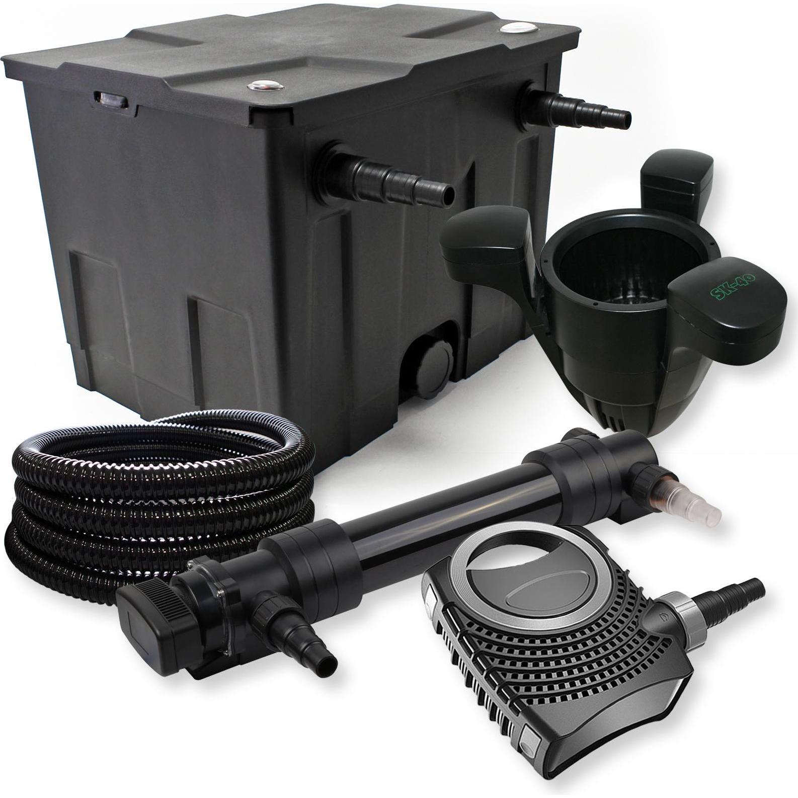 SunSun, Brunnen + Gartenteich, 1-Kammer Filter Set 12000l 36W UVC Teich Klärer NEO10000 80W Pumpe Schlauch Skim