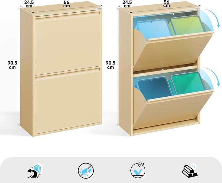 Produktbild Veehaus Küchen Mülltrennsystem mit Klappdeckel, 4x15L (60 l)