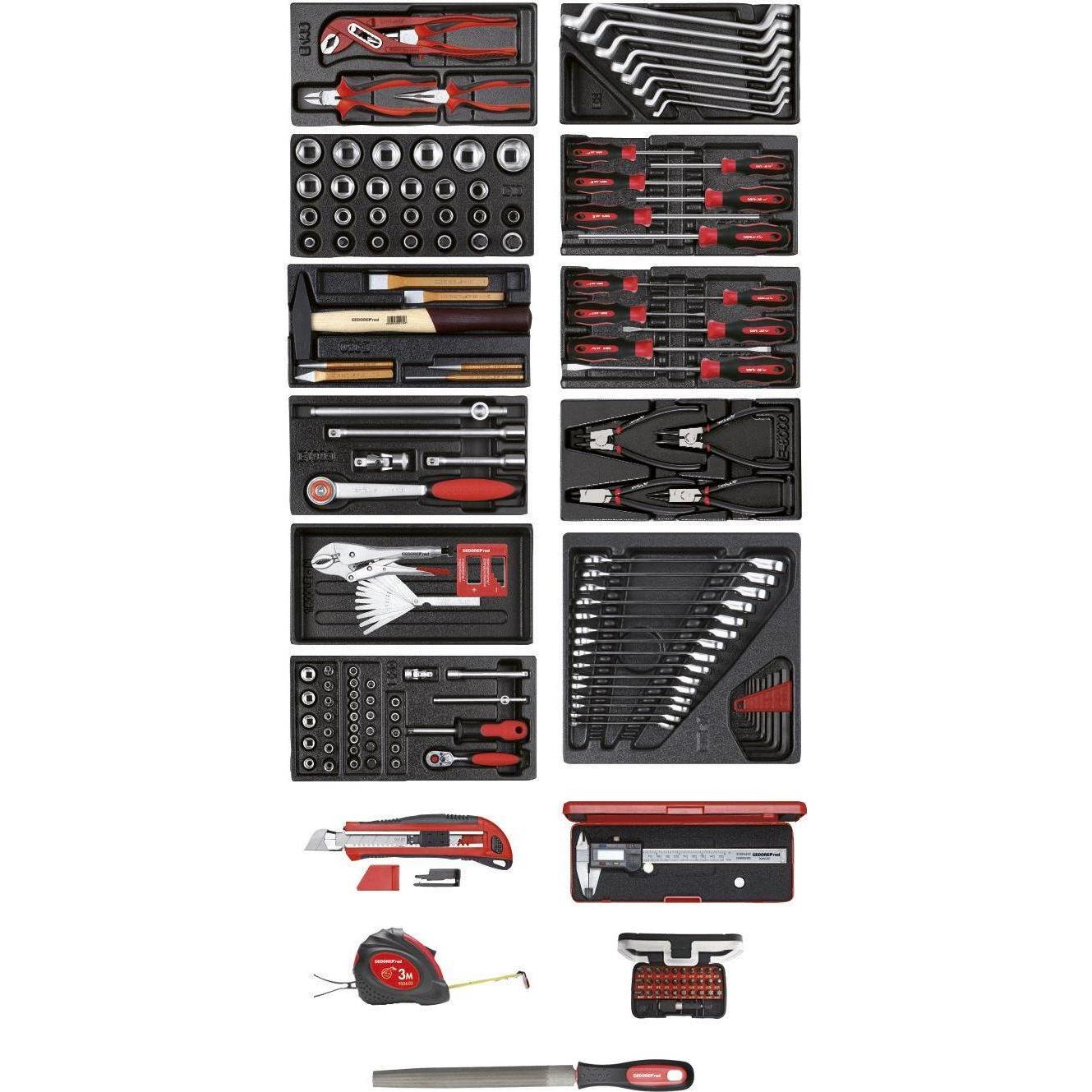 Gedore Red, Zubehör Werkzeugaufbewahrung, red R21010002 Werkzeugsatz 11x CT-Module + diverse Werkzeuge 166-teilig