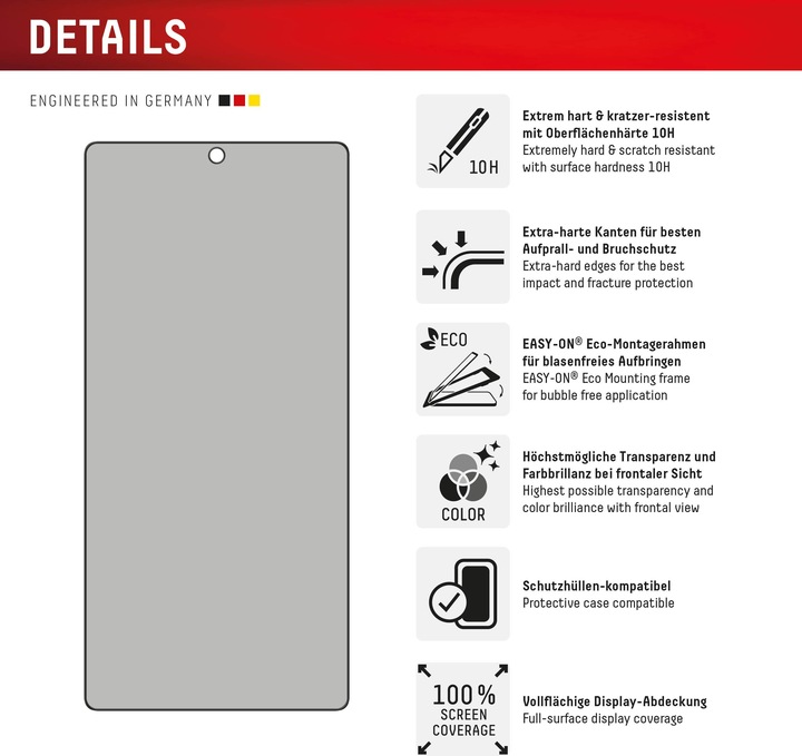 Produktbild Displex Privacy Glass, Privacy Full Cover Panzerglas (1 Stück, Samsung Galaxy S25 Ultra)