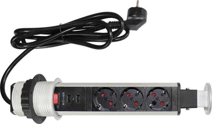 Image du produit Hammerbacher Bloc multiprise 3 x prises VDE 2 x USB Tour avec perçage