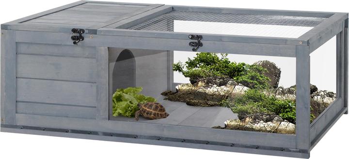 PawHut Schildkrötenhaus Tannenholz Grau