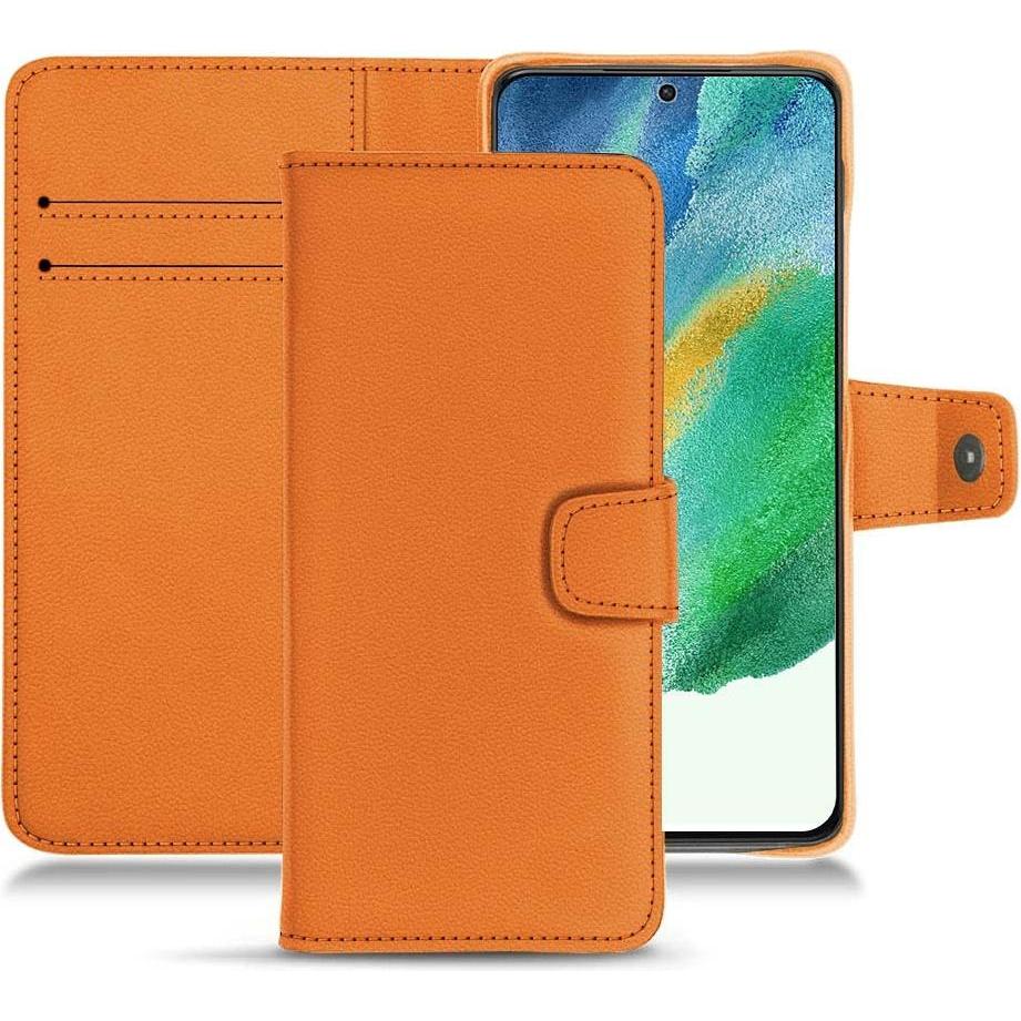 Noreve Lederschutzhülle Wallet (Samsung Galaxy S21 FE), Smartphone Hülle, Orange