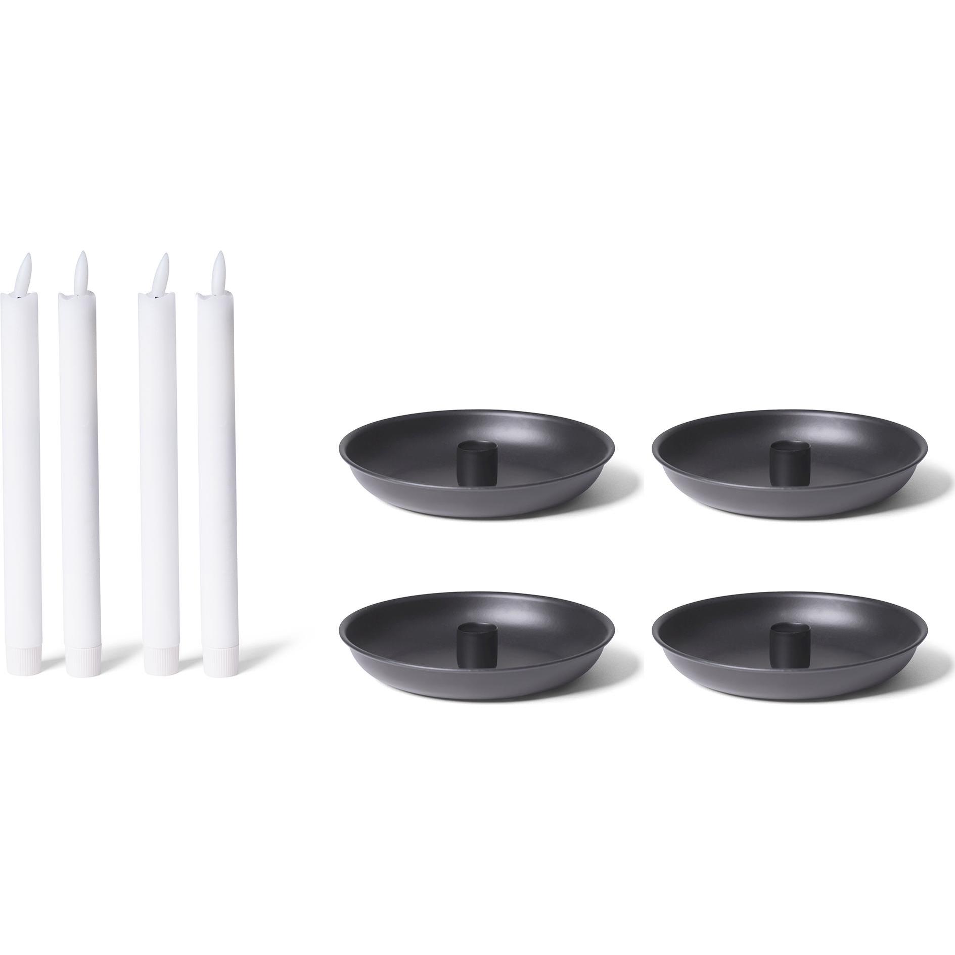 Thumbnail - Novaliv, Kerzenständer, 4x Kerzenhalter 15cm Metall Stabkerzenhalter SCHWARZ mit batteriebetrieben Stabkerzen (15 x 15 x...
