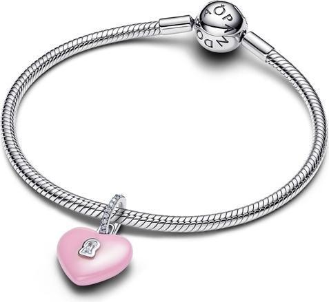 Image du produit Pandora Ceramic Heart Padlock Dangle Charm (Argent, Argent 925)
