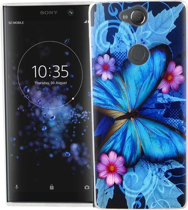 Produktbild König Design Sony Xperia XA2 Plus Handy Hülle Schutz Case Cover Bumper Schmetterling Blau (Xperia XA2 Plus)