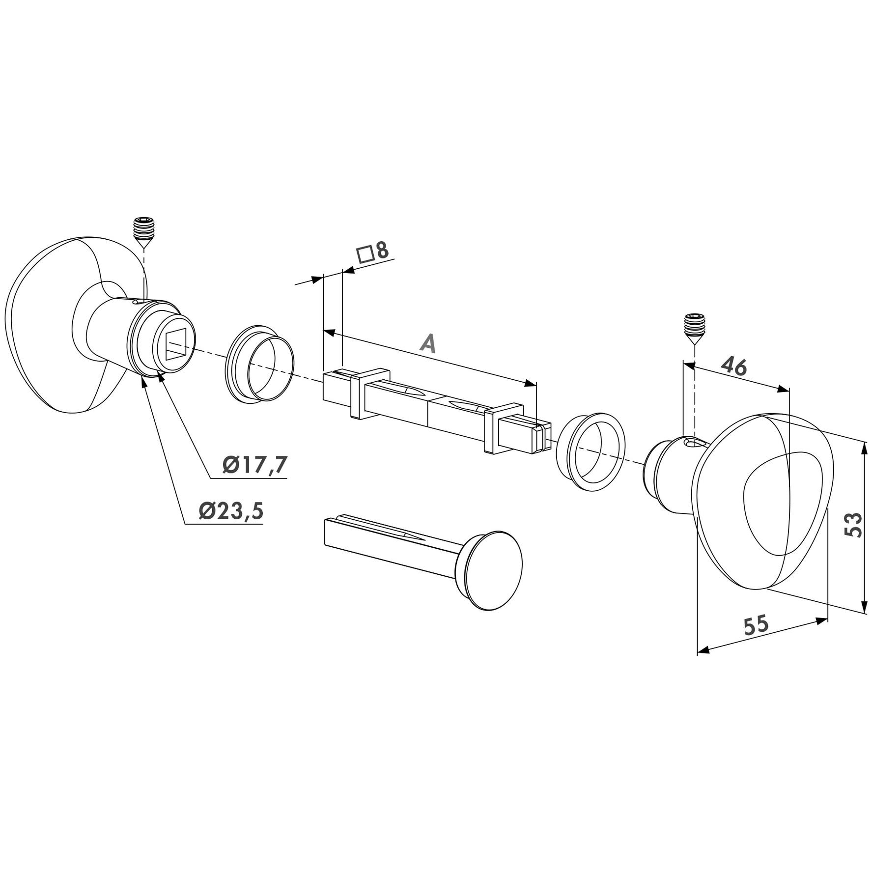 Thumbnail - Locinox, Baubeschläge + Holzverbinder, Drehknopf-Drücker-Set 3006KR (2 Stk.)