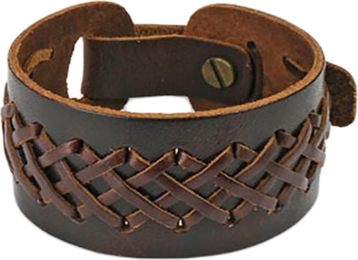 Actual product image Star Piercing Brown laced leather strap (without brass, Leather)