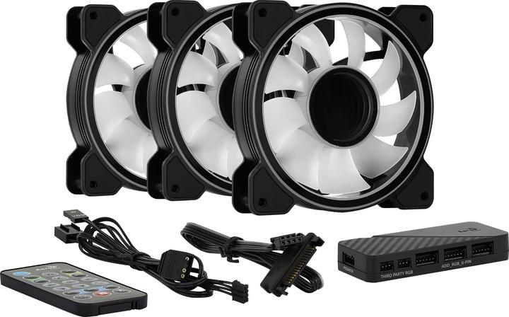 Actual product image AeroCool Mirage 12 ARGB Pro Computer Case Cooling Kit 12 cm Black (120 mm, 3x)