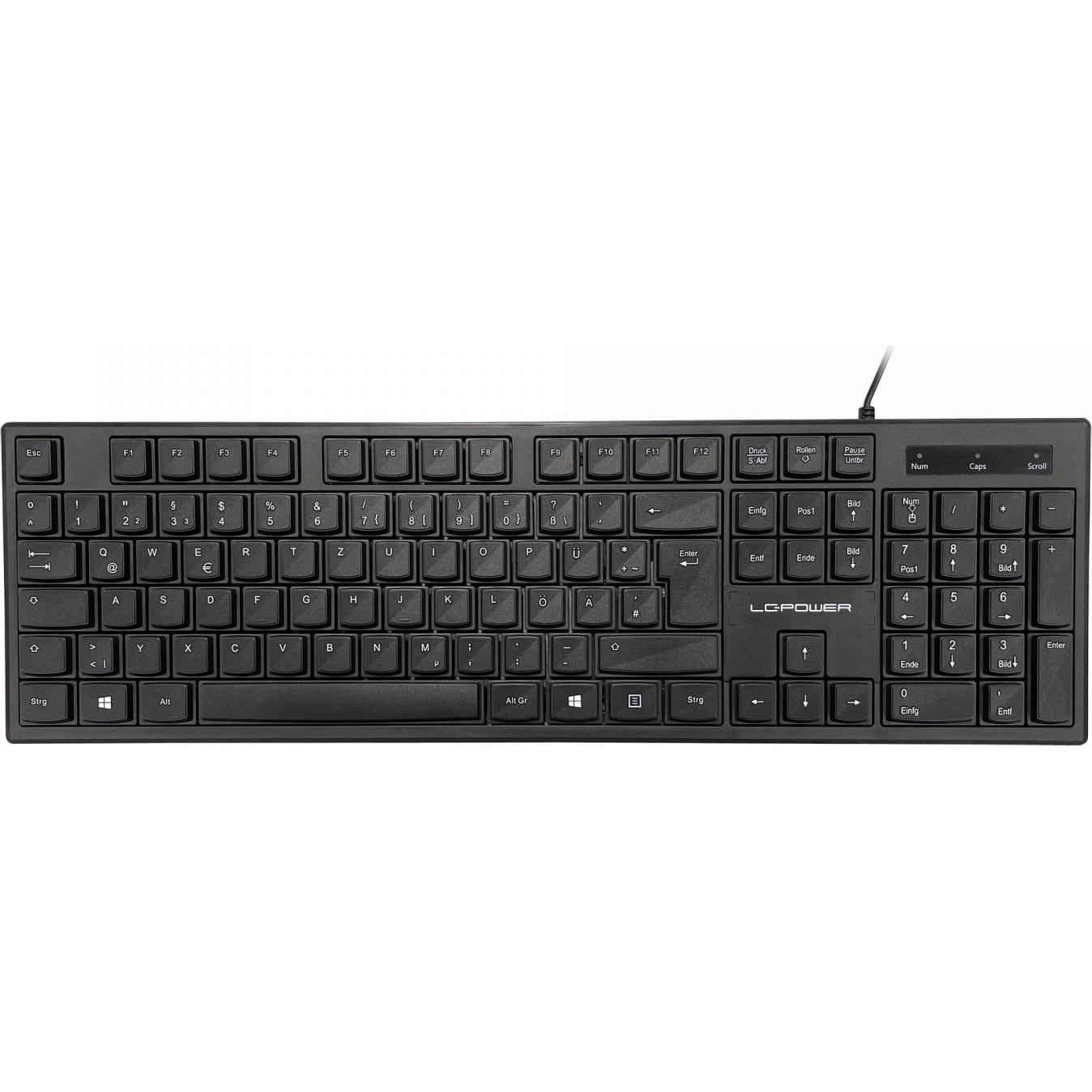 LC-Power Tastiera KEY-903DE nera USB, 105 tasti, QWERTZ (Germania, Cablato), Tastiera, Nero