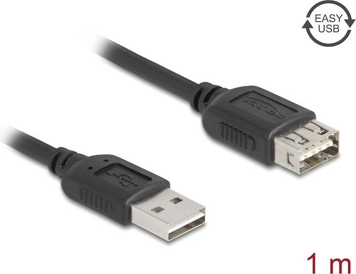 Immagine prodotto Delock USB 2.0 Verlängerungskabel EASY USB Typ-A Stecker zu Typ-A Buchse 1 m (1 m, USB 2.0)