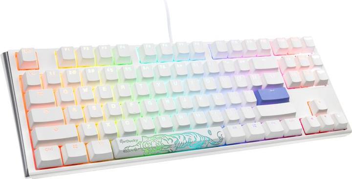 Actual product image Ducky One 3 Classic Pure White TKL Gaming Keyboard, RGB LED - MX-Red (US) (US, Cable)
