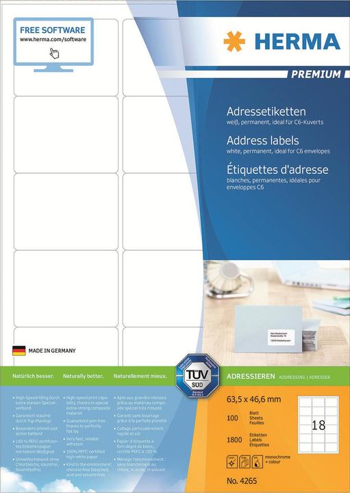 Produktbild HERMA Universal Etiketten A4