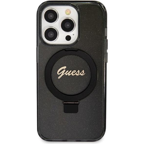 Guess GUHMP13XHRSGSK iPhone 13 Pro Max 6.7" czarny/black hardcase Ring Stand Script Glitter MagSafe (Apple iPhone 13 Pro...