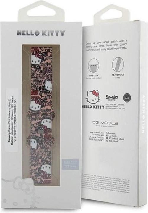 Produktbild Hello Kitty Pasek Uniwersalny HKUWLSDGPTP Silicone Tags Graffiti różowy/pink strap 22mm