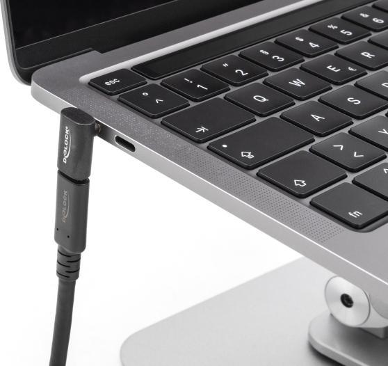 Produktbild Delock Adapter USB 40 Gbps USB Type-C PD 3.0 100 W Stecker zu Buchse gewinkelt (USB Typ-C, 10 cm)