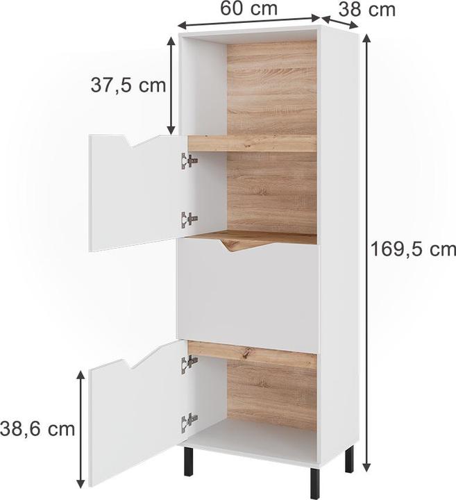 Image du produit Vicco Kommode Marelle, Weiss/Artisan, 60 x 169.5 cm mit 4 Fächern (60 x 38 x 169.50 cm)
