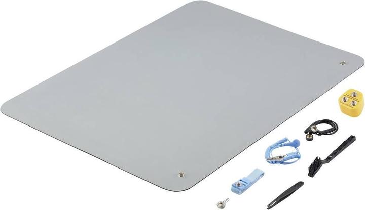 Image du produit Tru Components TC-12494244 Kit de tapis ESD Gris (L x l x H) 650 x 500 x 2 mm 1 p (Protection statique)