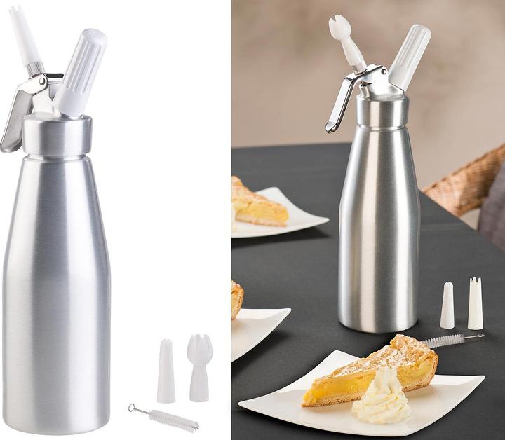 Rosenstein & Söhne Sahnespender für Schlagsahne, Cremes und Sossen, inklk. 3 Aufsätze (1 l)