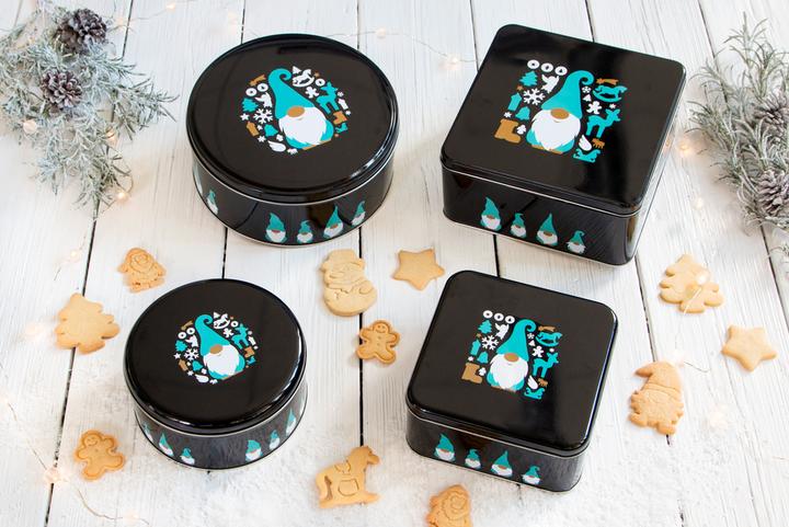 Immagine prodotto Städter Elfo di Natale in latta ø 16,5 cm / H 8 cm Colorato Rotondo