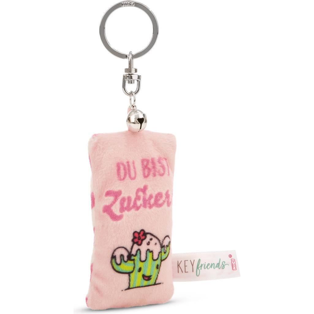 Magni, Damen, Schlüsselanhänger, NICI Schlüsselanhänger Mini Plüschkissen Du bist Zucker! mit Glöckchen 8cm, Mehrfarbig