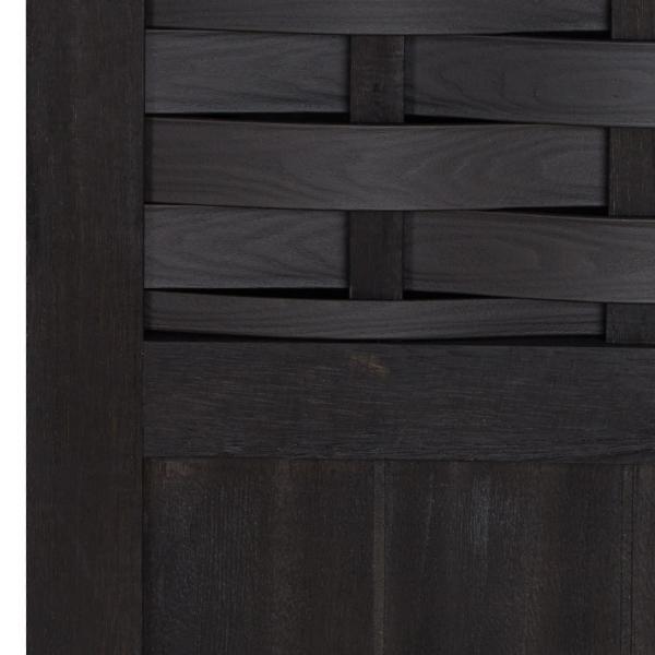 Actual product image Homestyle4u Paravent Room Divider 3 Parts Wood Partition Wall Rattan Optics Privacy Screen Black